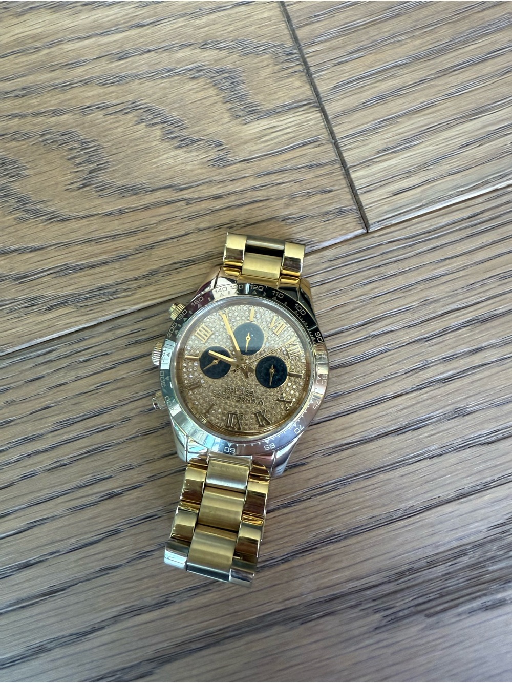 Michael Kors Gold and Black Women's Chronograph Bracelet Watch